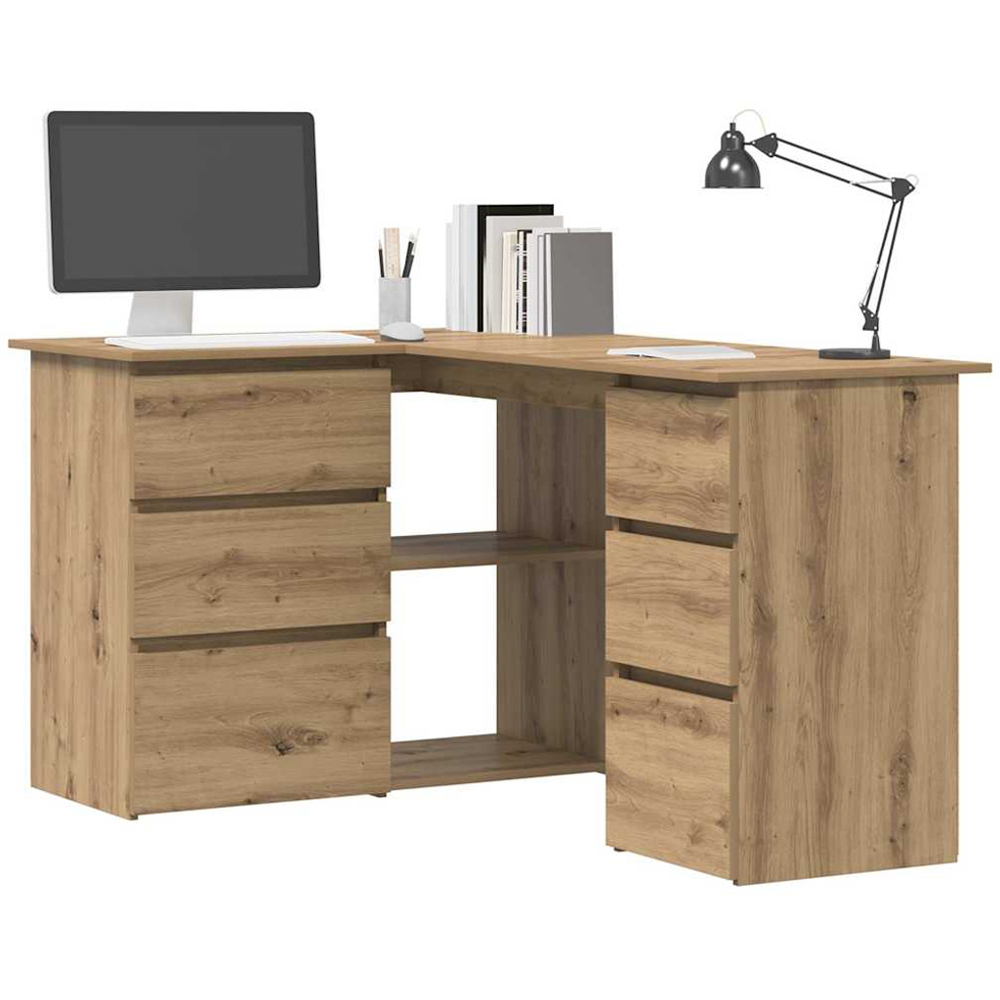 vidaXL 2 Door 4 Drawer L-Shape Corner Desk Artisan Oak Image 4