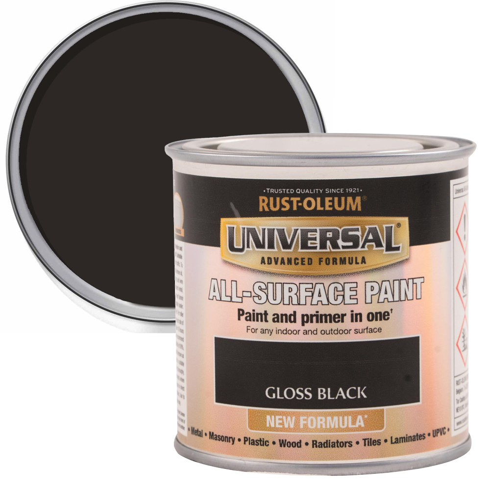 Rust-Oleum Universal All-Surface Gloss Black Paint 250ml Image 1