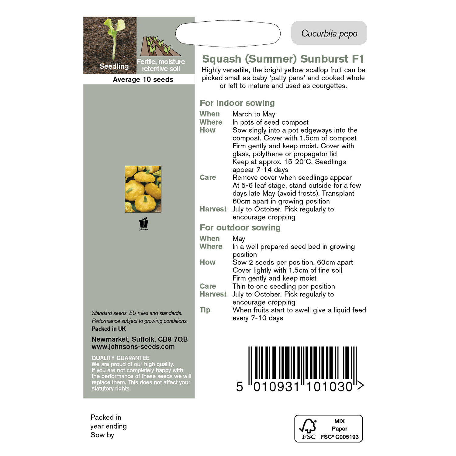 Johnsons Sunburst F1 Summer Squash Seeds Image 3