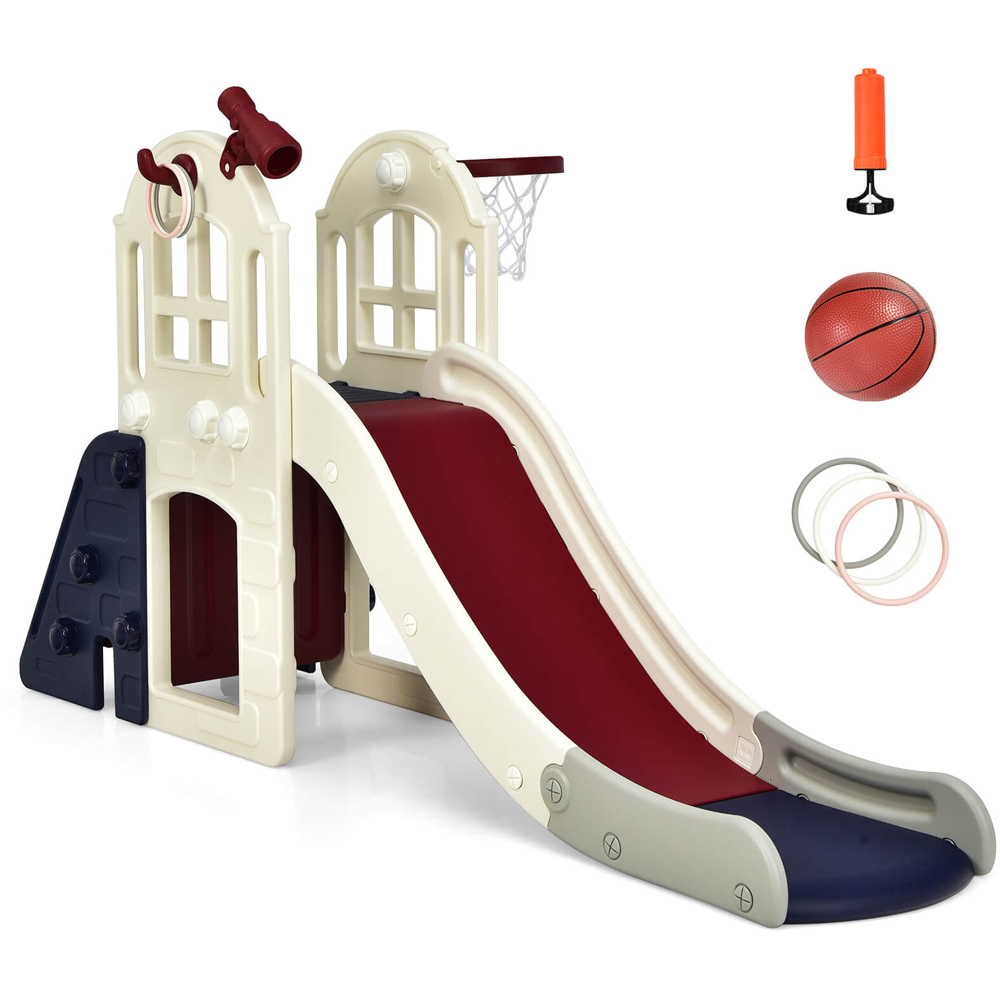 Costway 6-in-1 Toddler Blue Climber Slide Playset Image 3