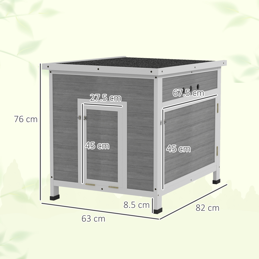 PawHut 76 x 63cm Grey Wooden Duck House Image 9