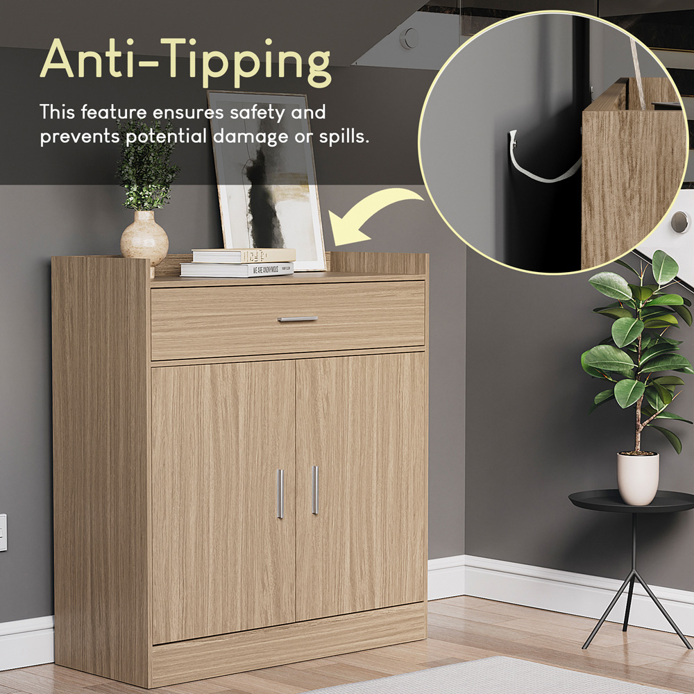 VIDA DESIGNS Dalby 2 Door Single Drawer Oak Shoe Cabinet Image 5