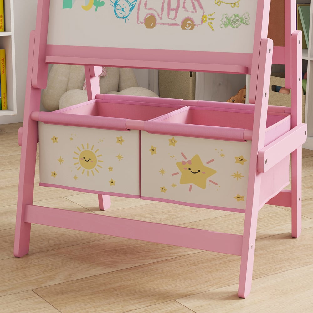Tommy Toys 3-in-1 Kids Pink Double Sided Easel with Paper Roll and Storage Box Image 3