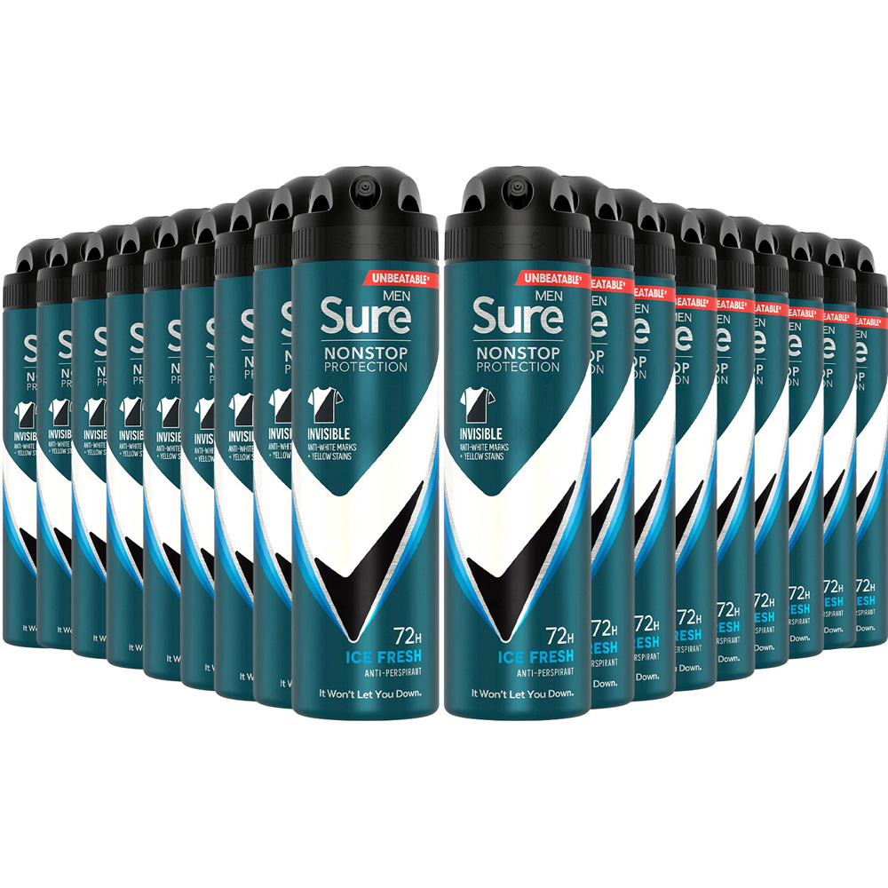Sure Men Anti-Perspirant Invisible Ice Fresh Deodorant 150ml 18 Pack Image 1