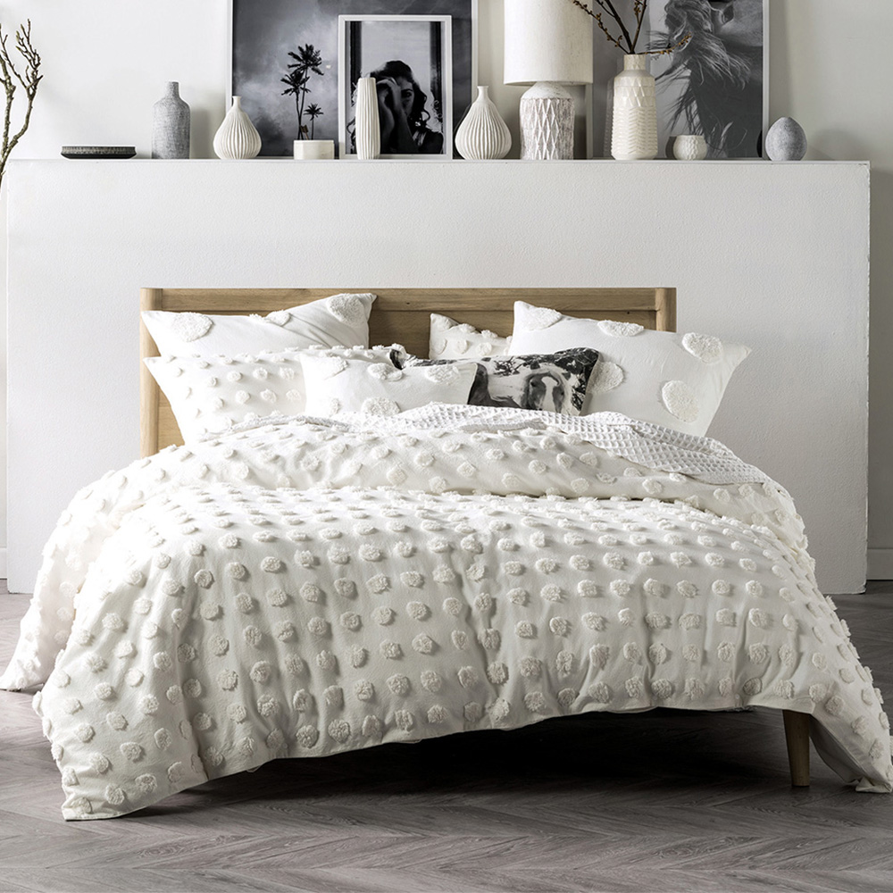 Linen House Haze Single White Tufted Duvet Cover Set Image 1