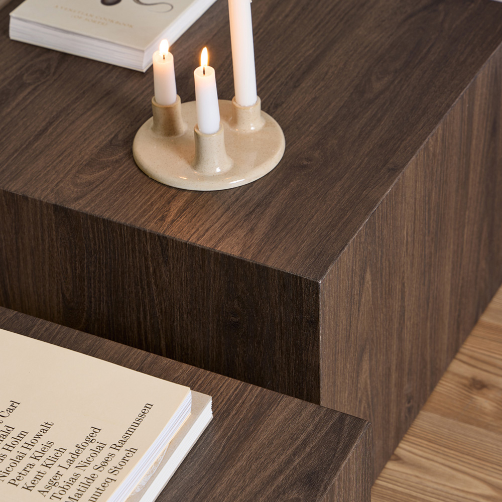 Florence Dice Smoked Ash Square Coffee Table Set of 2 Image 6
