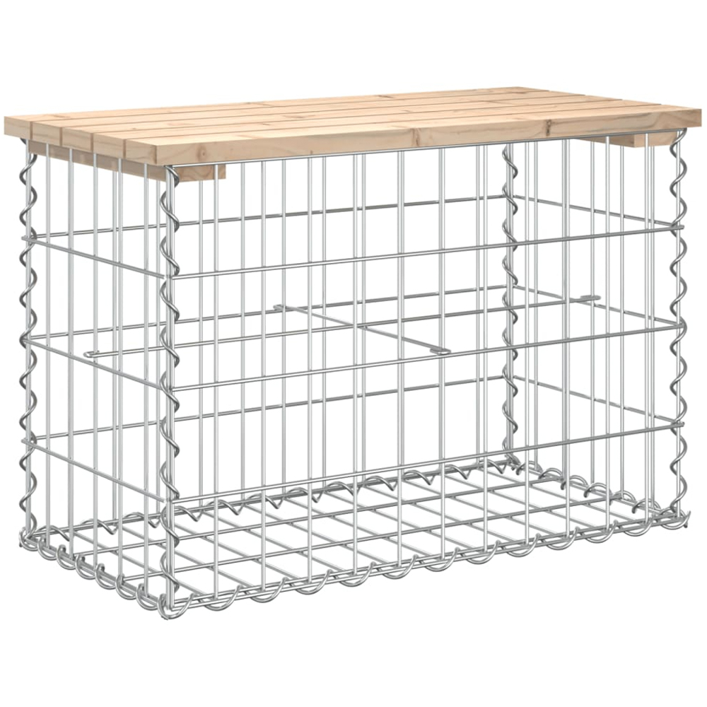 vidaXL Natural Solid Pine Wood Gabion Design Garden Bench 63 x 31.5 x 42cm Image 4
