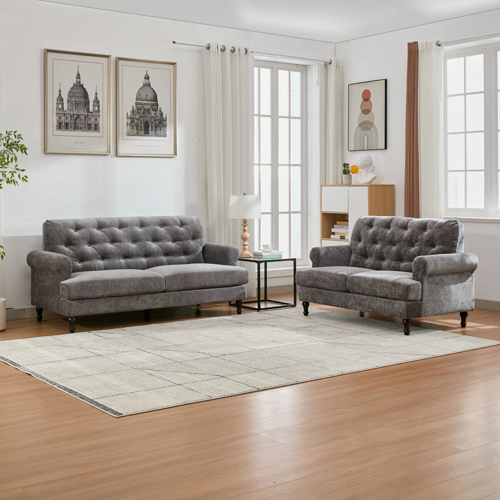 Furniture One 5 Seater Grey Mid Century Sofa Set Image 7