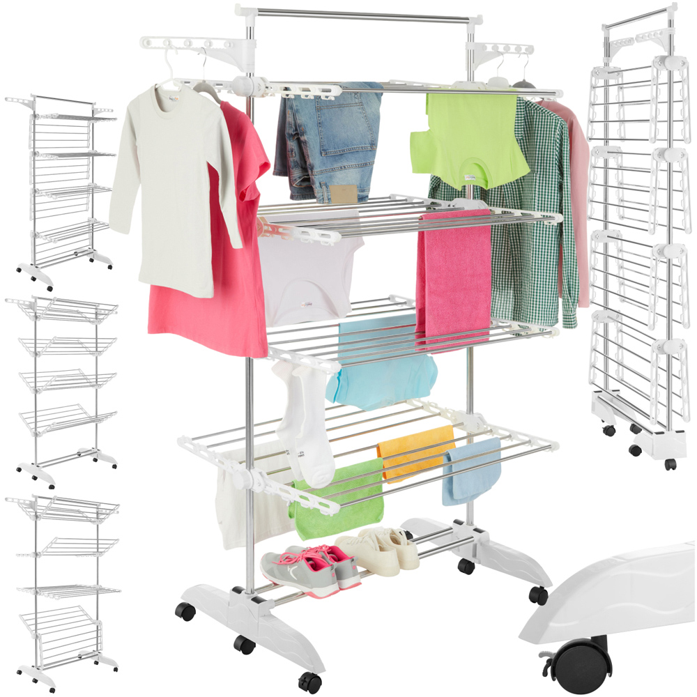 tectake Odelia 4 Tier Foldable Drying Rack with wheels Image 3