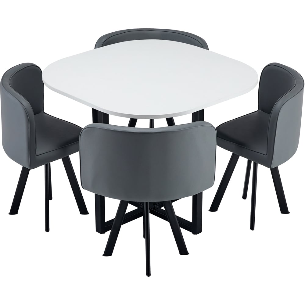 Comfy Living Metal 4 Seater Dining Set White and Grey Image 2