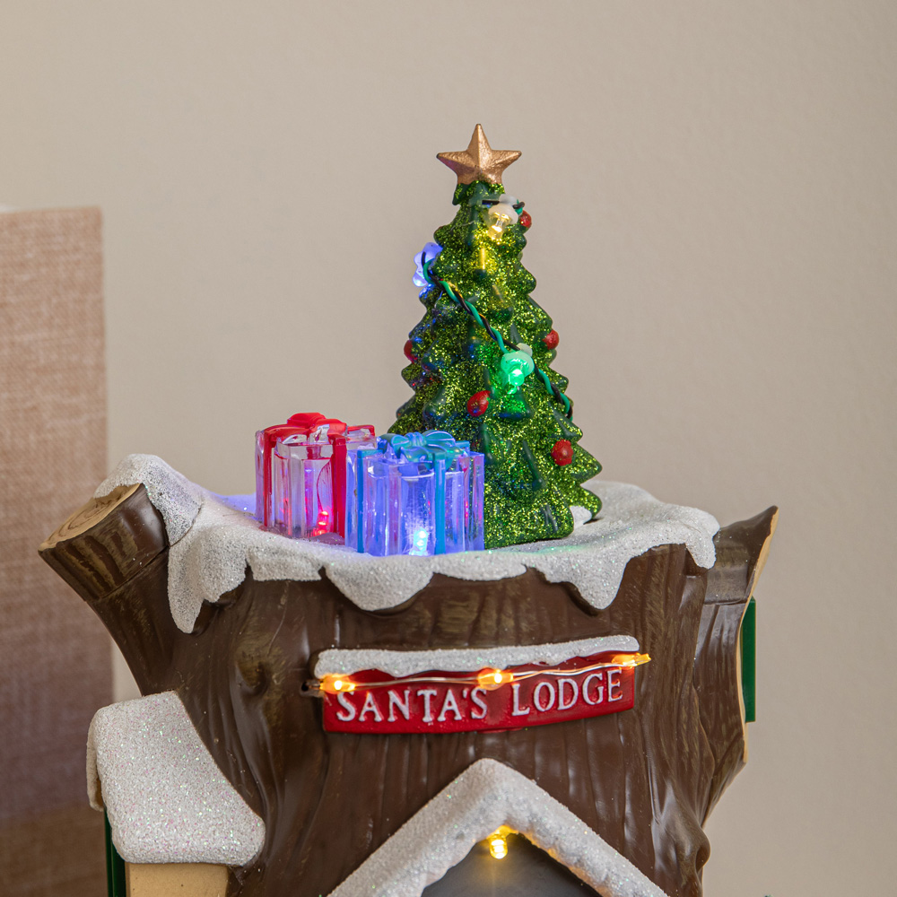 Samuel Alexander 10 Multicolour LED Light-Up Santas Lodge Christmas Village Scene 25cm Image 7