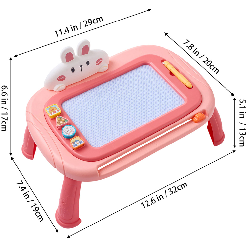 H&O Direct Kids Pink Bunny Magnetic Erasable Drawing Board with Pen Image 6