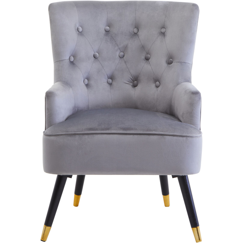 Premier Housewares Loretta Grey Velvet Tufted Accent Chair Image 3