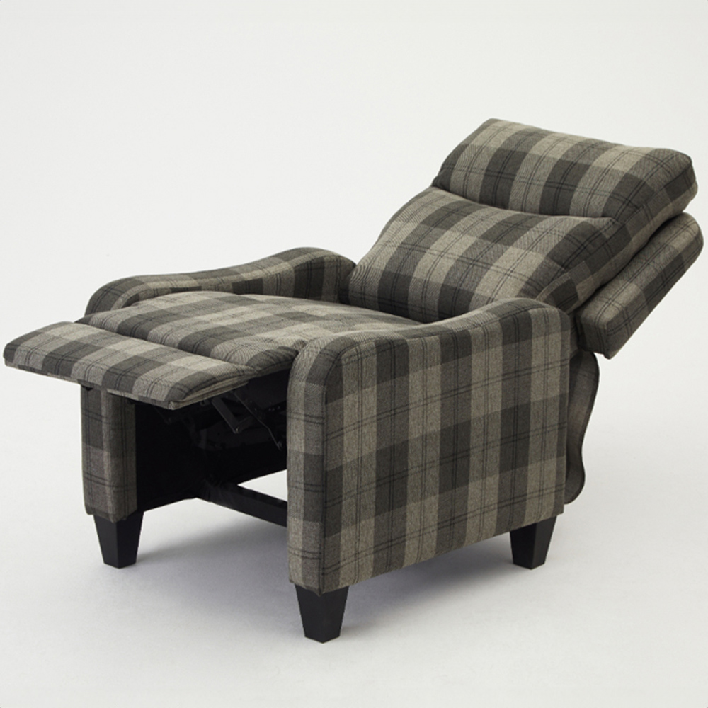 Home Detail Lennox Grey Tartan Manual Recliner Chair Image 5