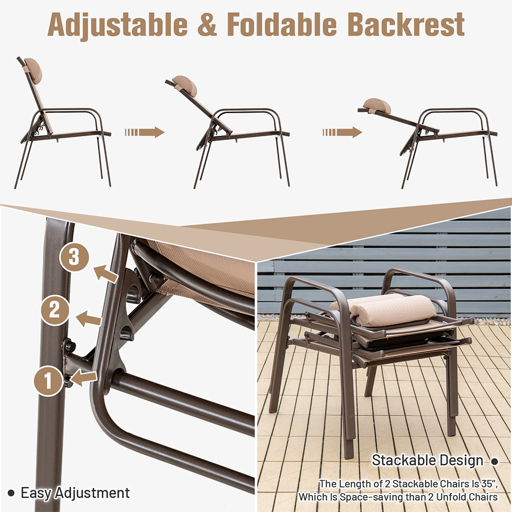Costway 2 Seater Patio Bistro Set Brown Image 5