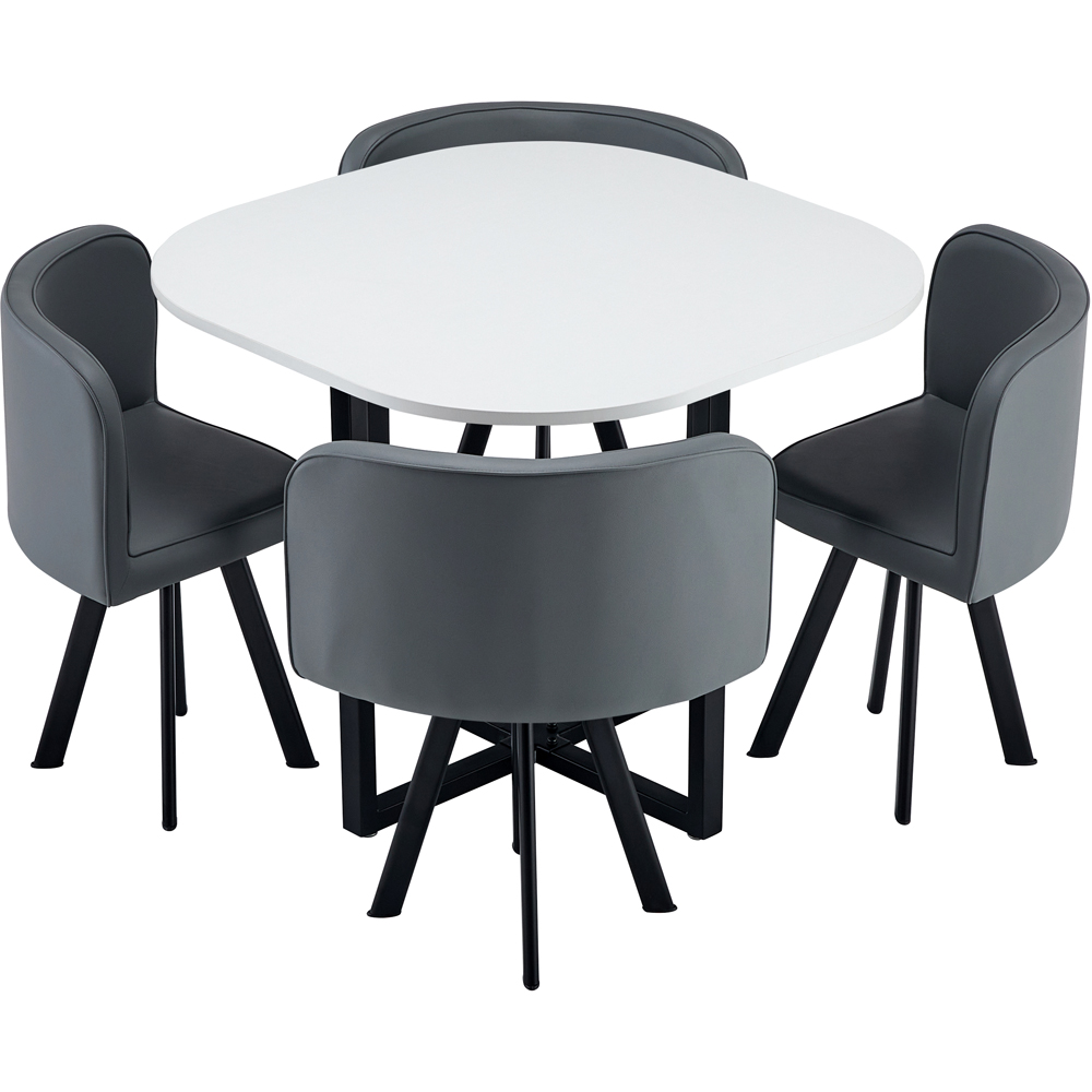 Comfy Living Metal 4 Seater Dining Set White and Grey Image 2