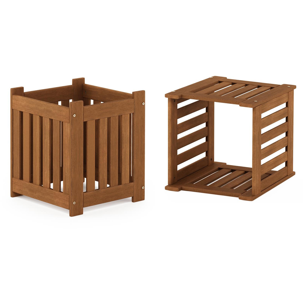 Walplus Hardwood Garden Flower Planter Box 46 x 40cm 2 Pack Image 3