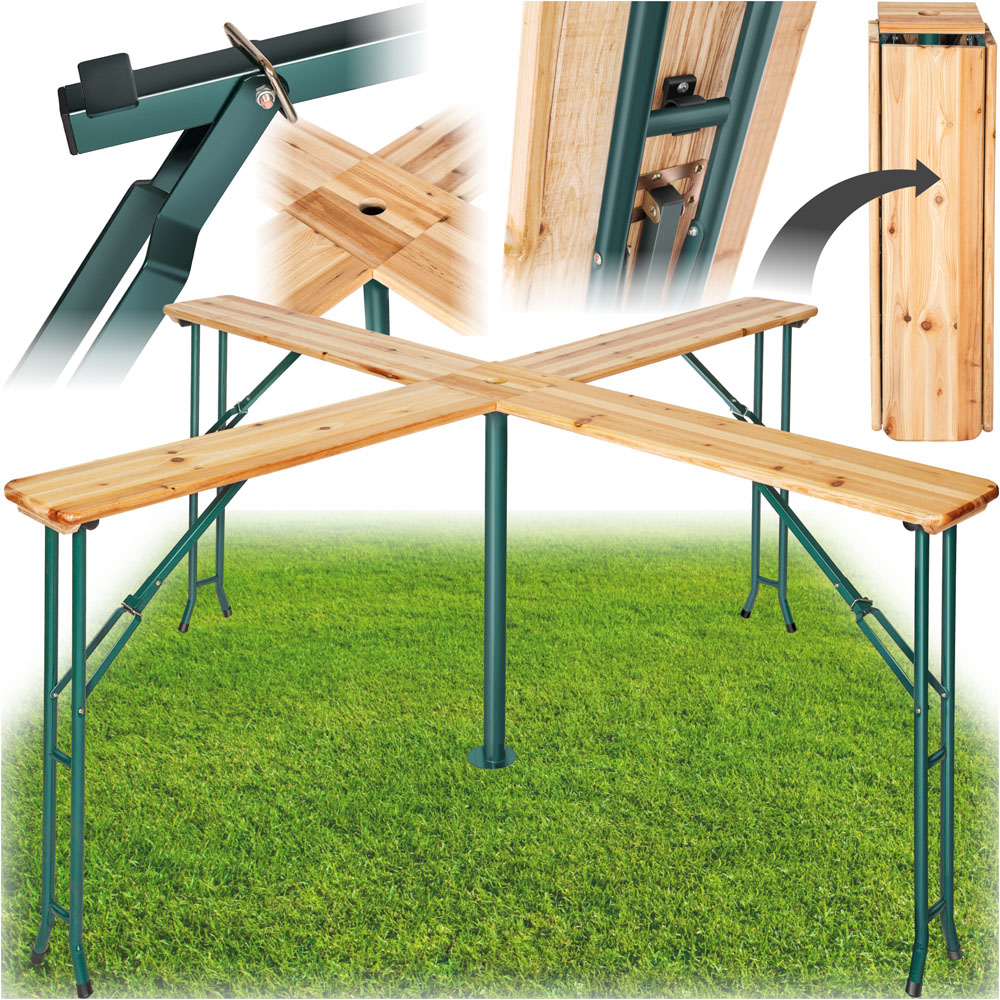 tectake Quattro 20 Seater Folding Table with Parasol Holder Image 2