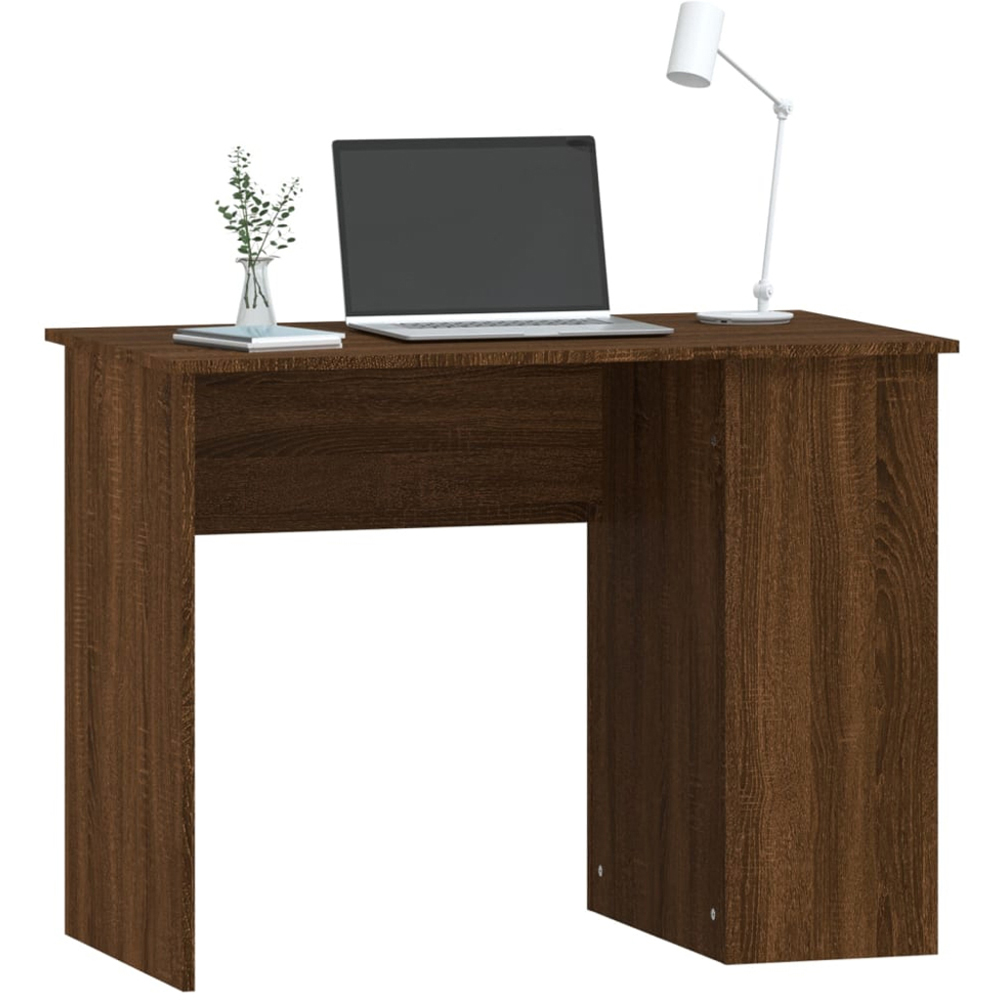 vidaXL 2 Shelf Office Desk Brown Oak Image 3