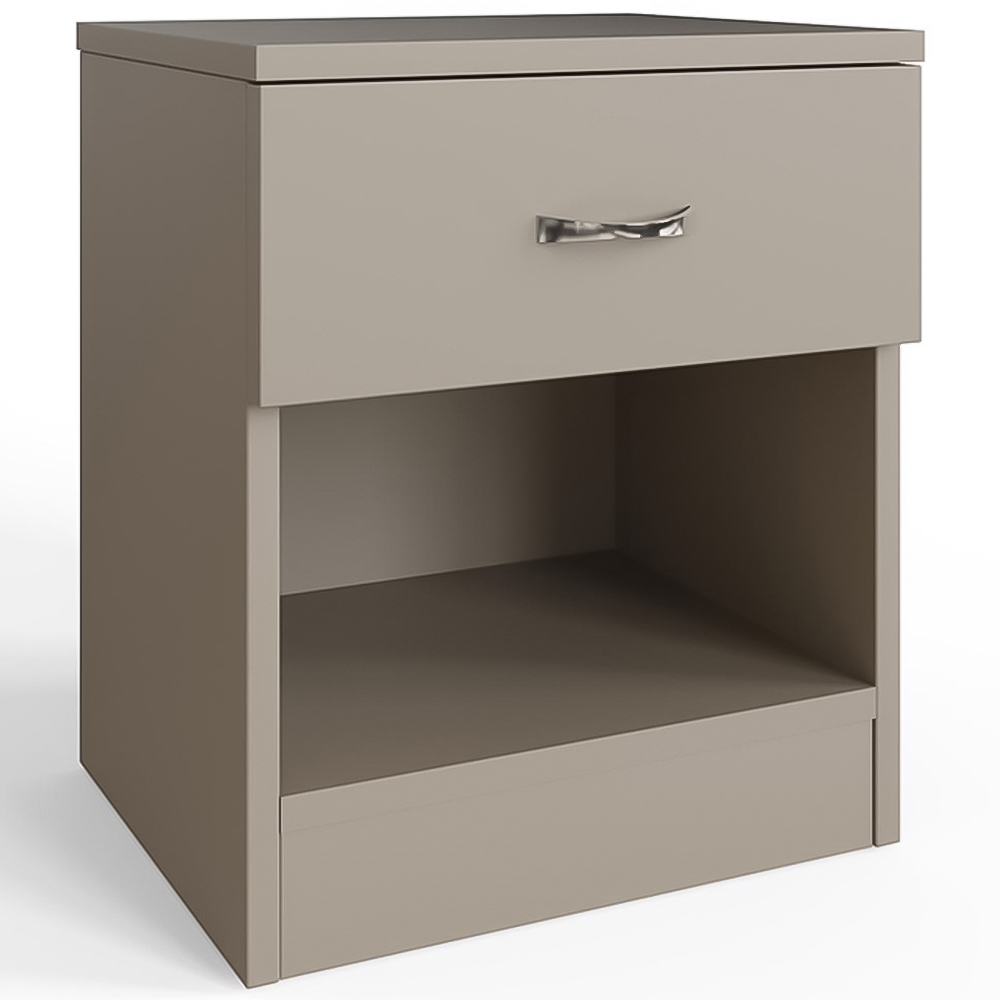 FWStyle Promo Single Drawer Putty Modern Bedside Table Set of 2 Image 2