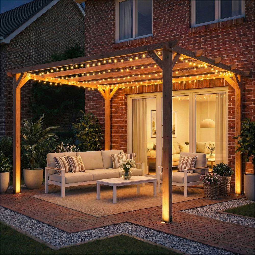 Outsunny 3 x 3m Maple Wood Effect Wooden Pergola Image 4