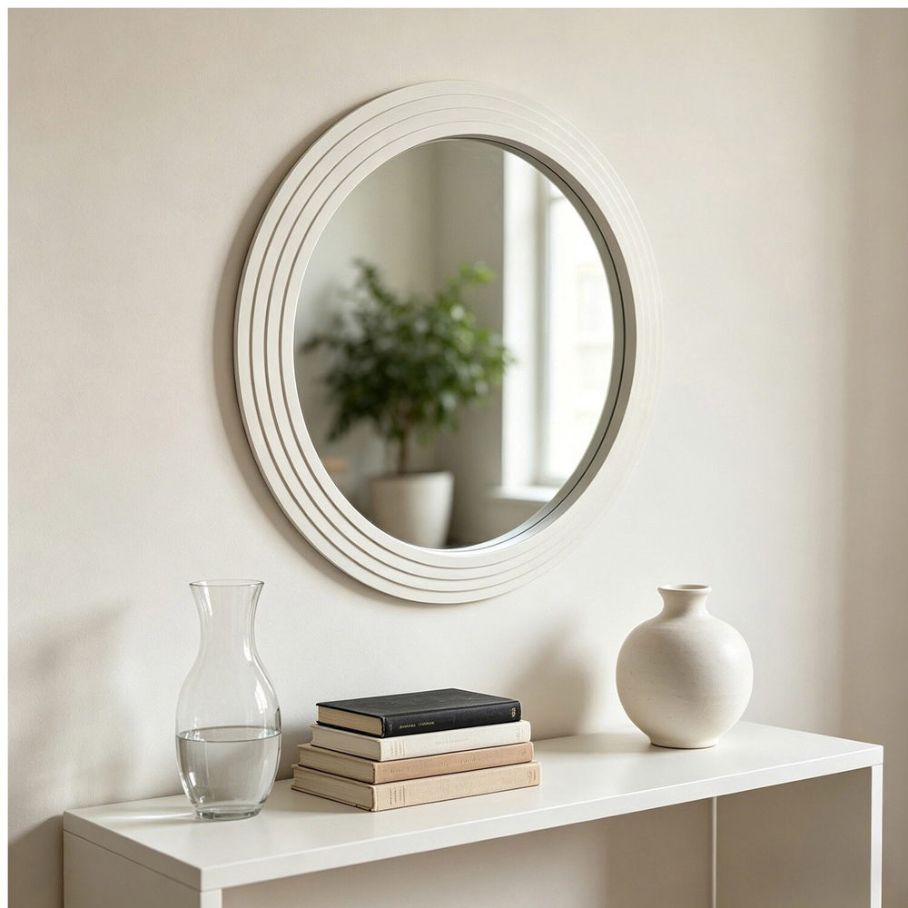 Evie Round Mirror White Image 5