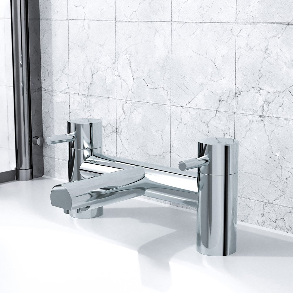 Nes Home Blossom Chrome Bath Filler Tap and Basin Mono Tap with Waste Image 2