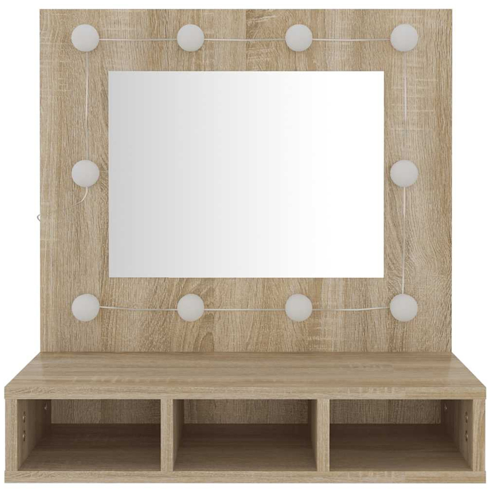 vidaXL 3 Shelf LED Sonoma Oak Mirror Cabinet Image 4