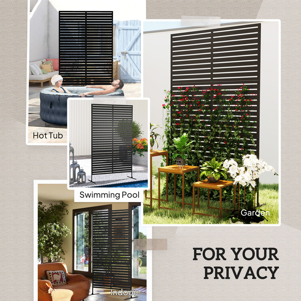 Outsunny 2 x 1m Black Striped Outdoor Freestanding Privacy Screen Image 6
