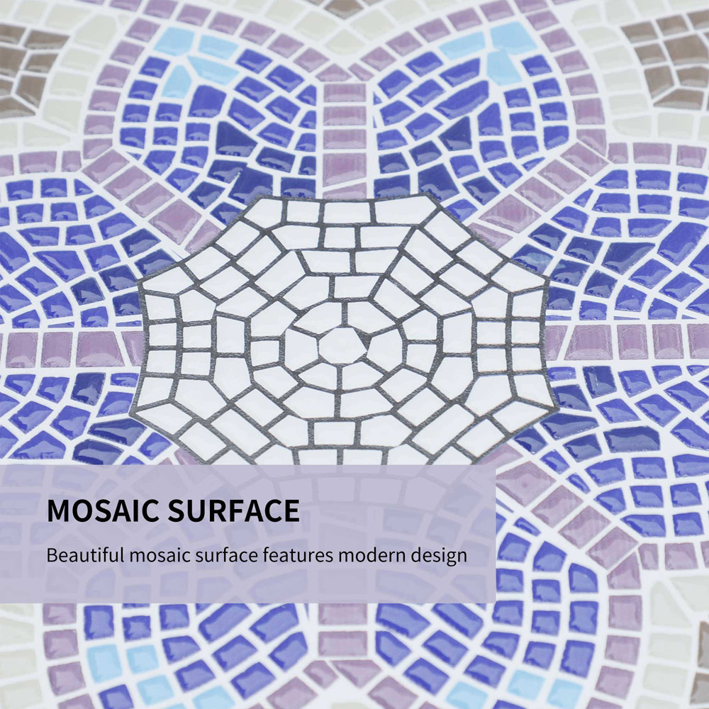 Outsunny Blue and White Mosaic Round Bistro Coffee Side Table Image 6