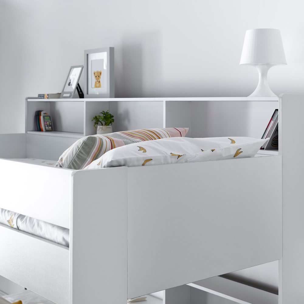 Bedmaster Oliver Triple Sleeper White Storage Bunk Bed with Memory Foam Mattresses Image 7