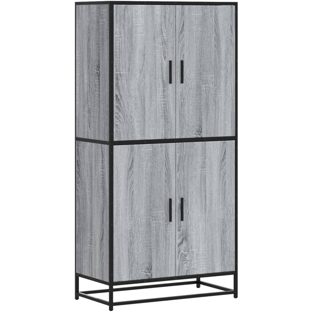vidaXL 4 Door Grey Sonoma and Black Highboard Image 2