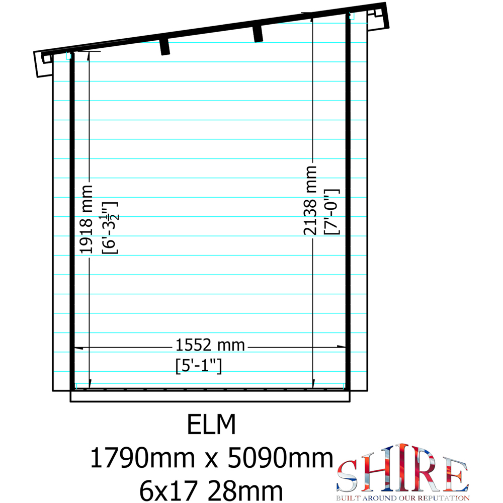 Shire Elm 6 x 17ft Contemporary Style Dual-Purpose Pent Log Cabin with Integral Storage Image 8