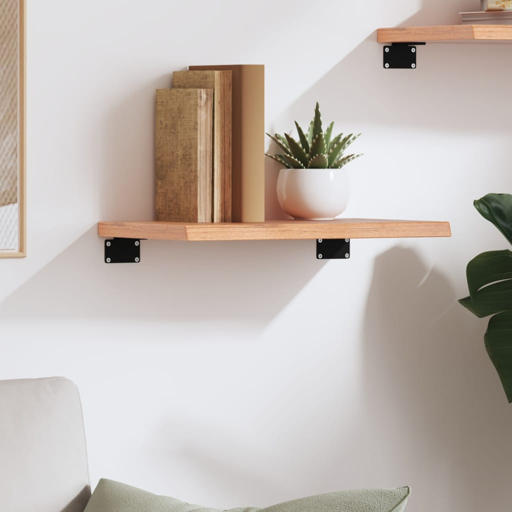 vidaXL 40 x 20 x 2cm Light Brown Solid Oak Wall Shelf Image 2