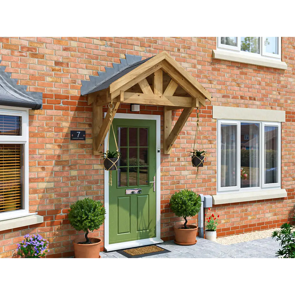 Dunster House Thunderdam 1.6 x 0.8m Brown Porch Canopy with Roof Shingles Image 4