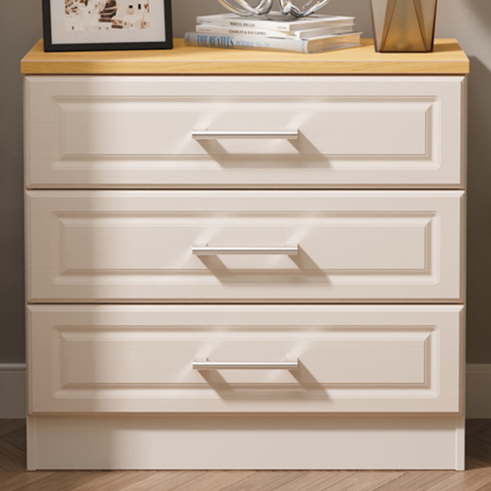 Crowndale Kent 3 Drawer Kashmir Ash and Modern Oak Chest of Drawers Ready Assembled Image 1