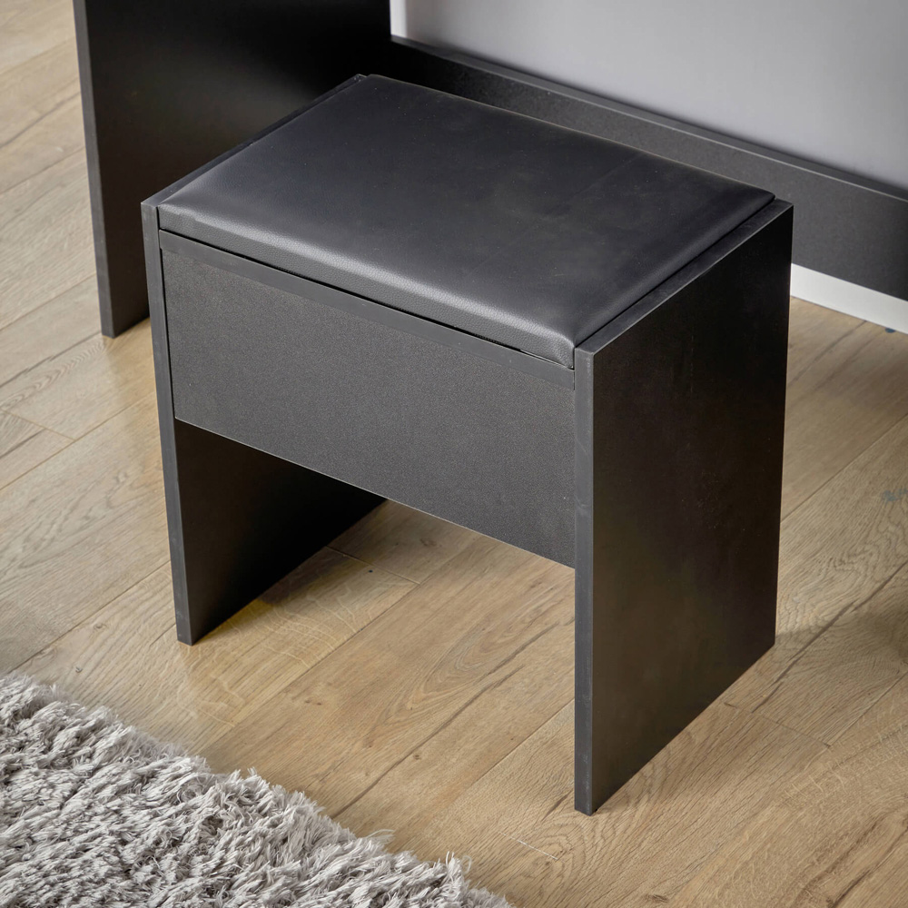 Home Source Julia Black LED Lights Mirror Dressing Table with Stool Image 4
