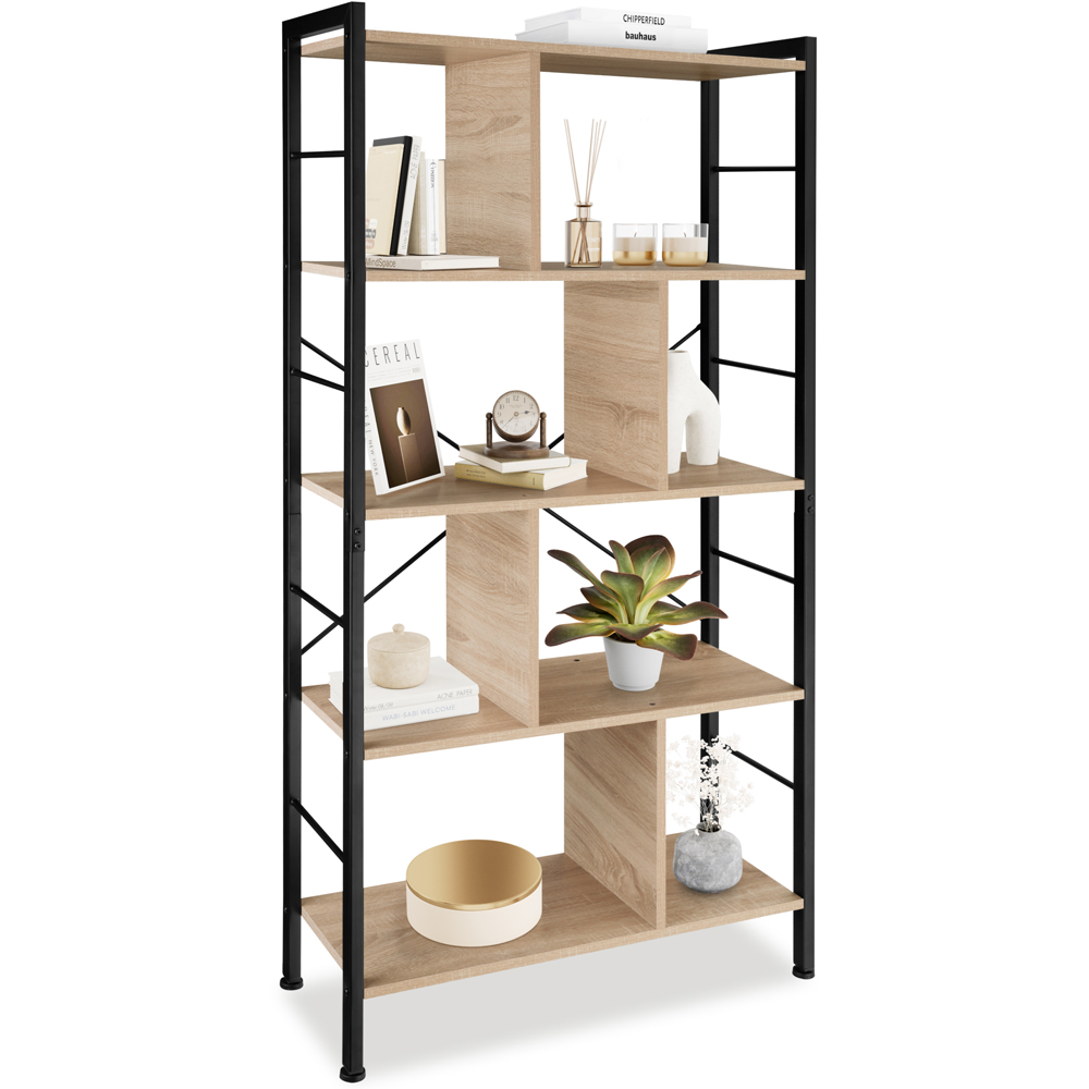 tectake Charleston 4 Shelf Oak Sonoma Standing Shelving Unit Image 2