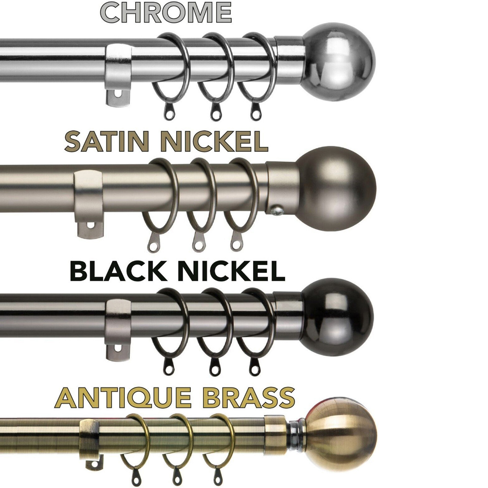 Home Treats 40 to 218cm Extendable Chrome Metal Round Curtain Pole Image 6