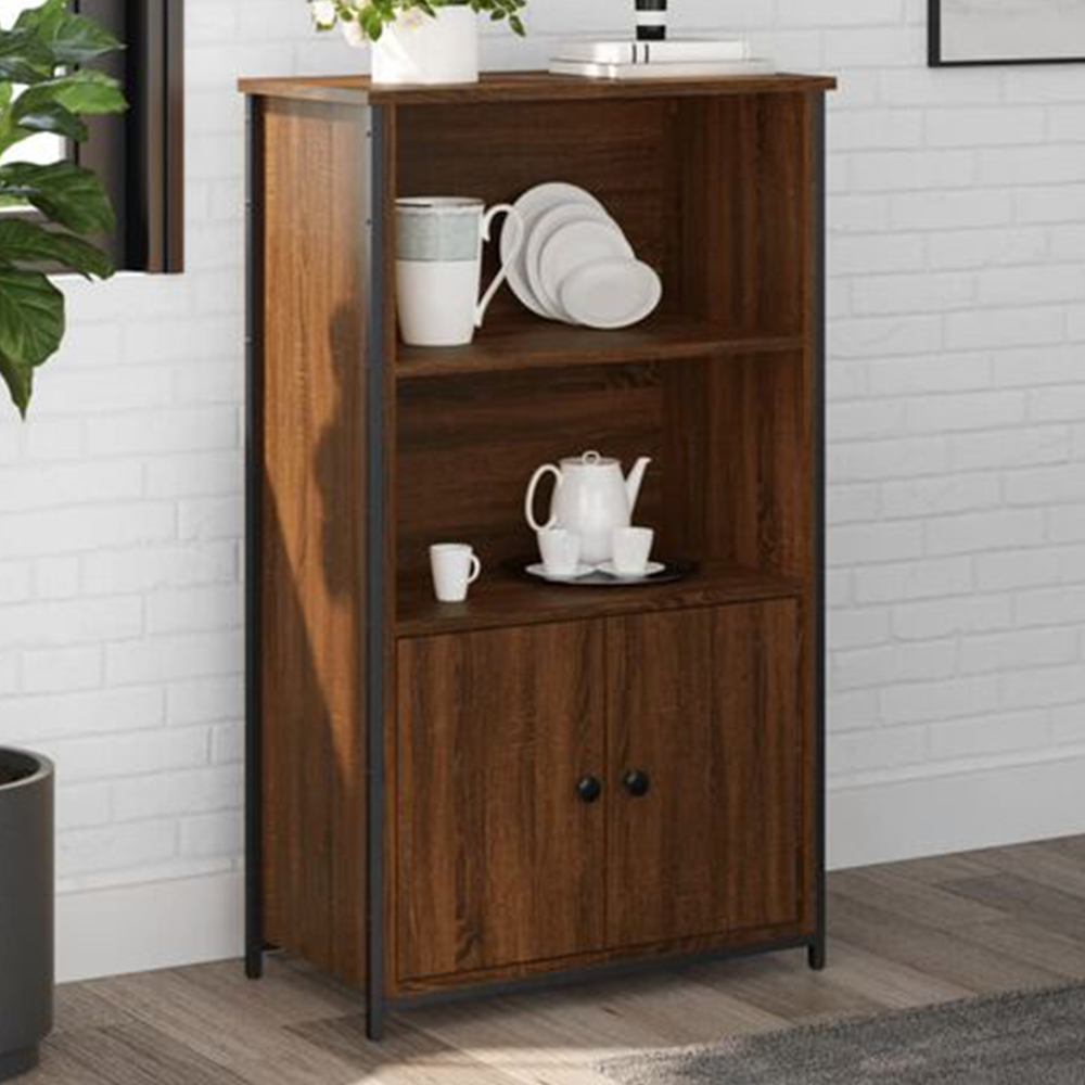 vidaXL 2 Door 2 Shelf Brown Oak Highboard Image 1