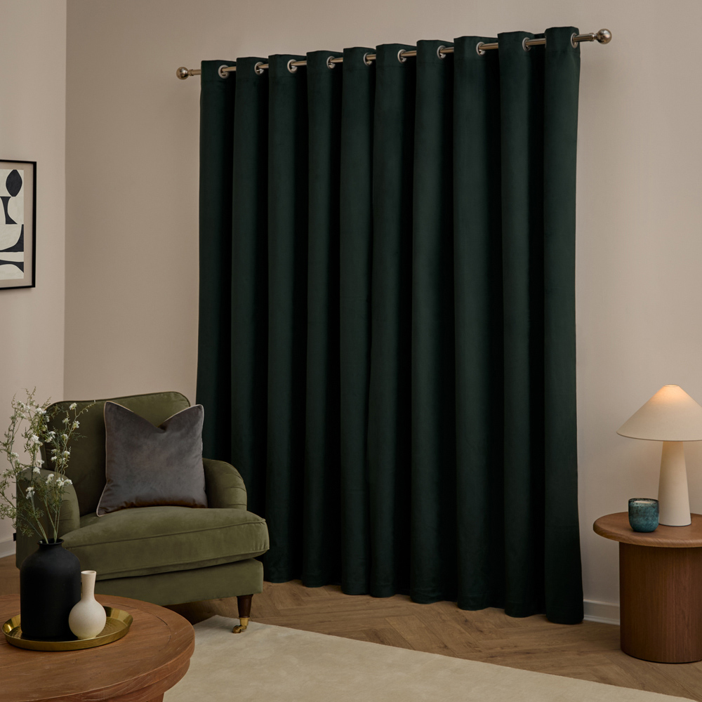 Furn The Ultimate Black Velvet Blackout Eyelet Curtains 117 x 183cm Image 2