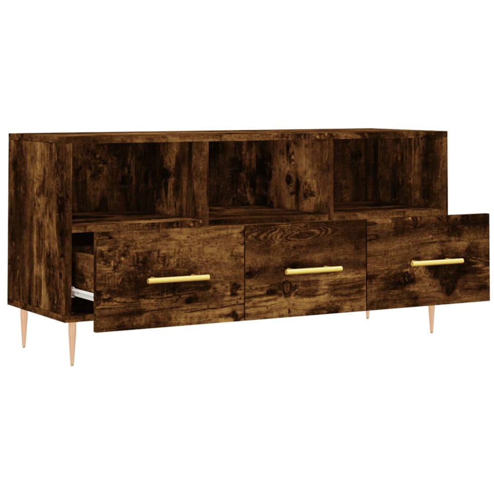 vidaXL 3 Drawer 3 Shelf Smoked Oak TV Cabinet Image 6