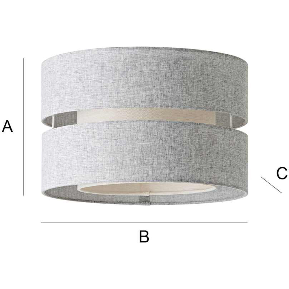 ValueLights Sophia 2 Tier Grey Linen Ceiling Drum Lamp Shade Image 7