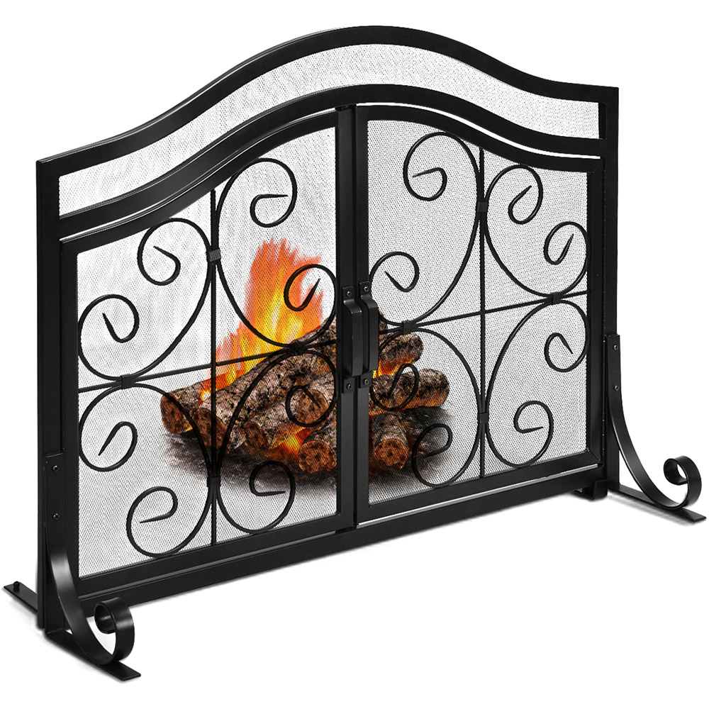 Costway Fireplace Screen with Magnetic Doors Image 3