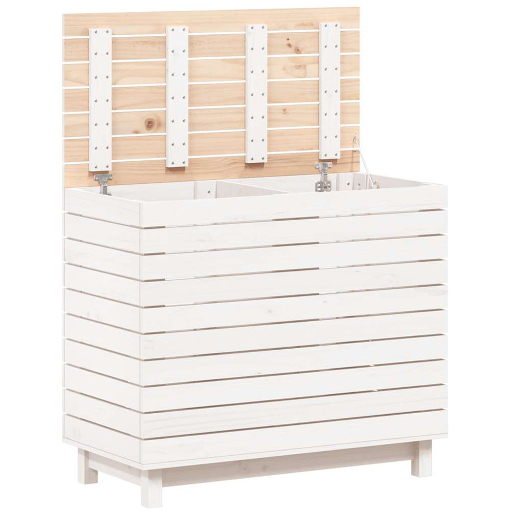 vidaXL White Solid Pine Wood Laundry Basket 88.5 x 44 x 76cm Image 3