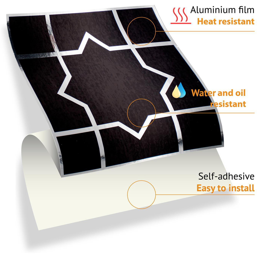 Walplus Arabic Black and Silver Self Adhesive Tile Sticker 24 Pack Image 5