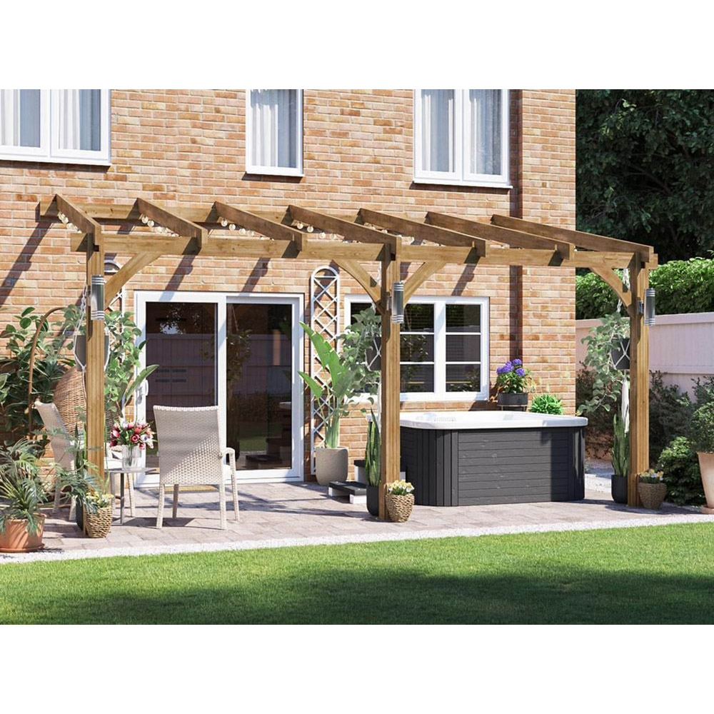 Dunster House Leviathan 5 x 3m Brown Plant Frame Wall Mounted Lean To Pergola Image 3