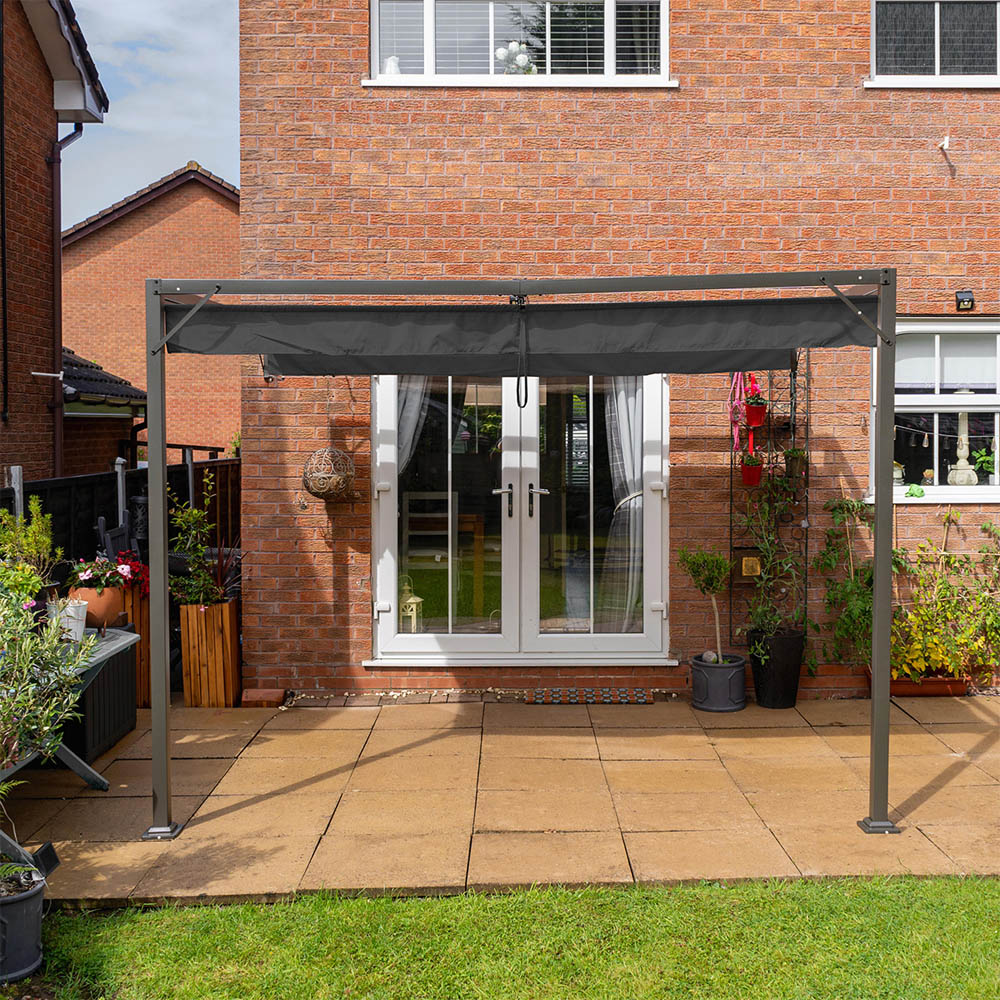 Jack Stonehouse 3 x 3m Grey Metal Pergola with Retractable Canopy Image 5