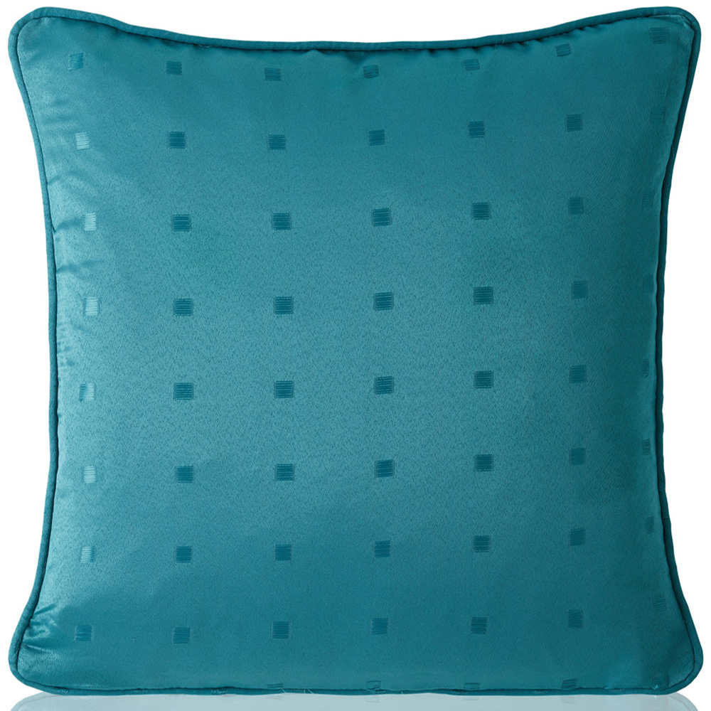 Alan Symonds Teal Dobby Square Cushion with Polyester Filled Pad 45 x 45cm 4 Pack Image 2