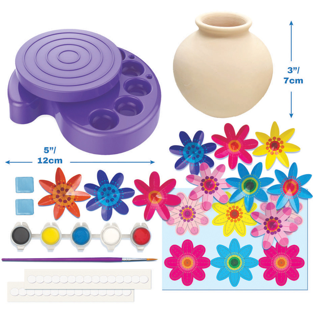 4M KidzMaker Twirl and Paint Mini Vase Creative Floral Art Craft Kit Image 4